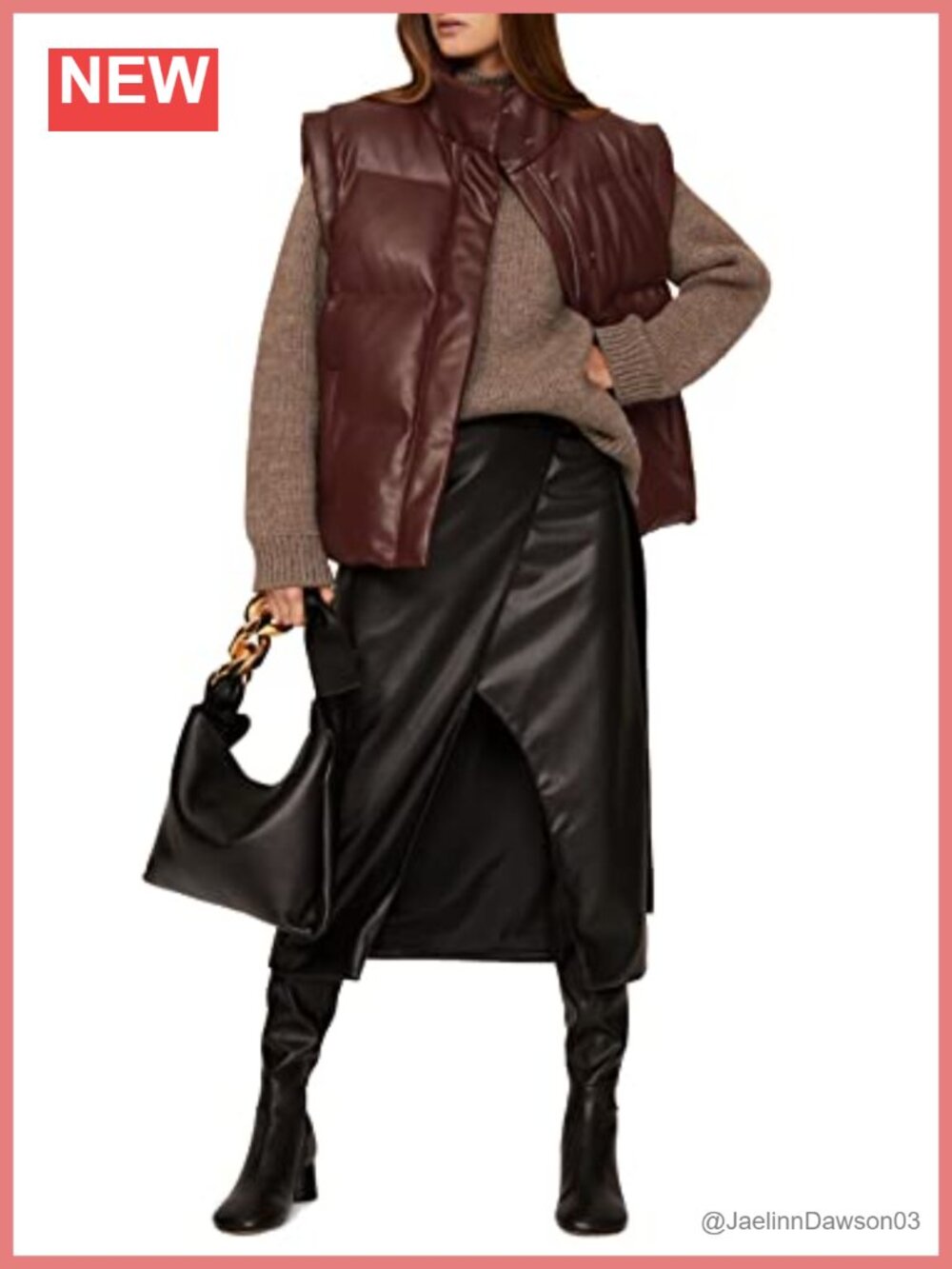 Faux Leather Quilted Puffer Vest Sleeveless Outerwear